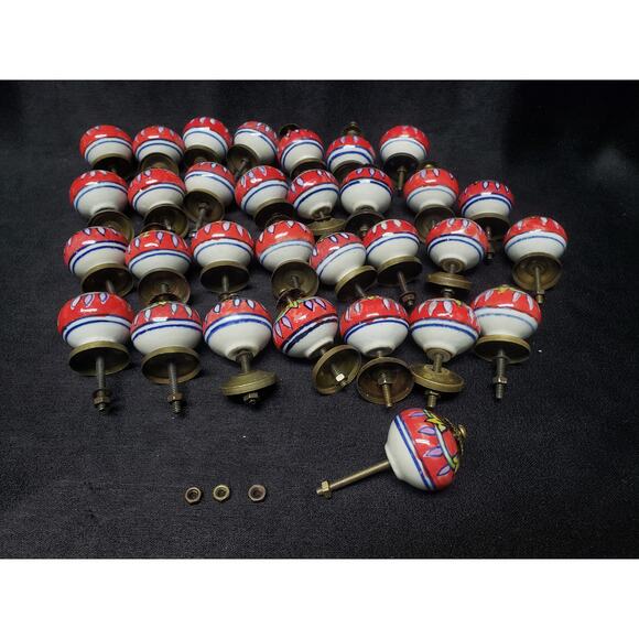 31 Porcelain Floral Hand Painted Knobs Dresser Cabinets Kitchen Bathroom Drawer - Picture 6 of 9